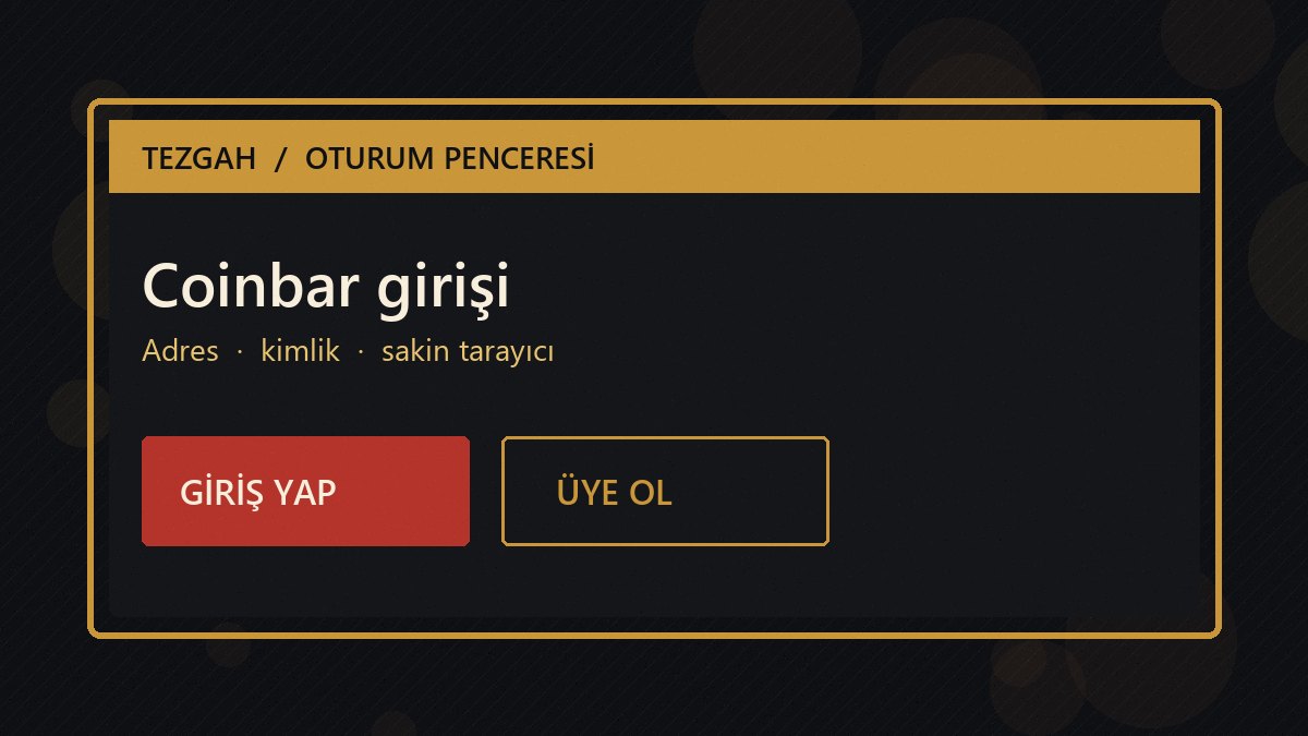 Coinbar girişi için oturum penceresi